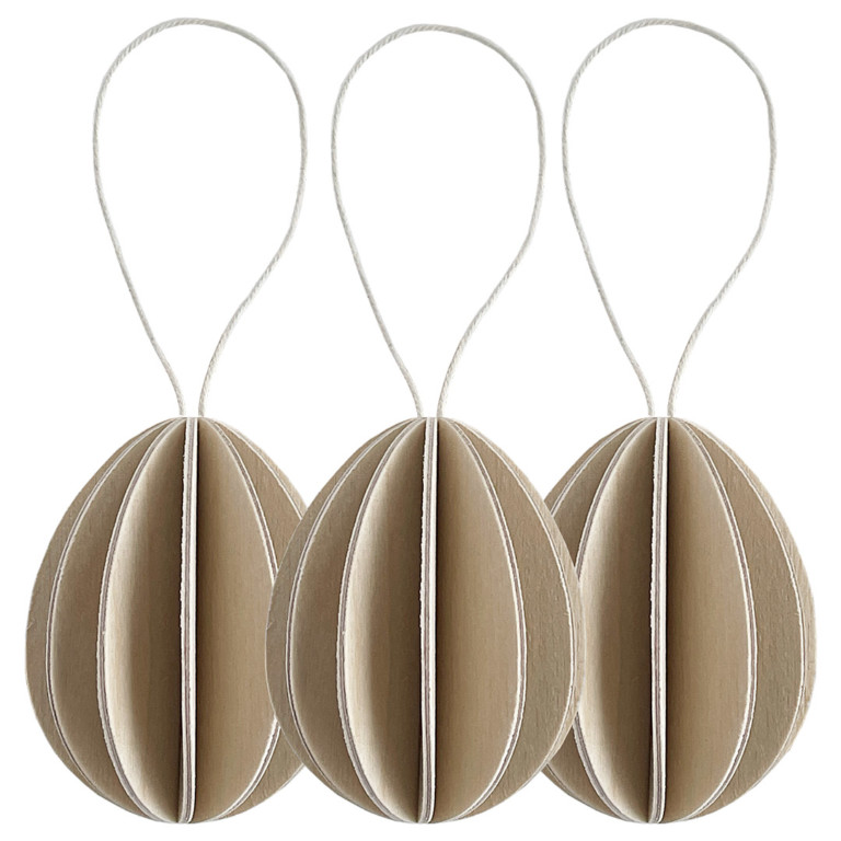 Wooden Easter Eggs 7cm by Lovi, 3pcs, natural wood