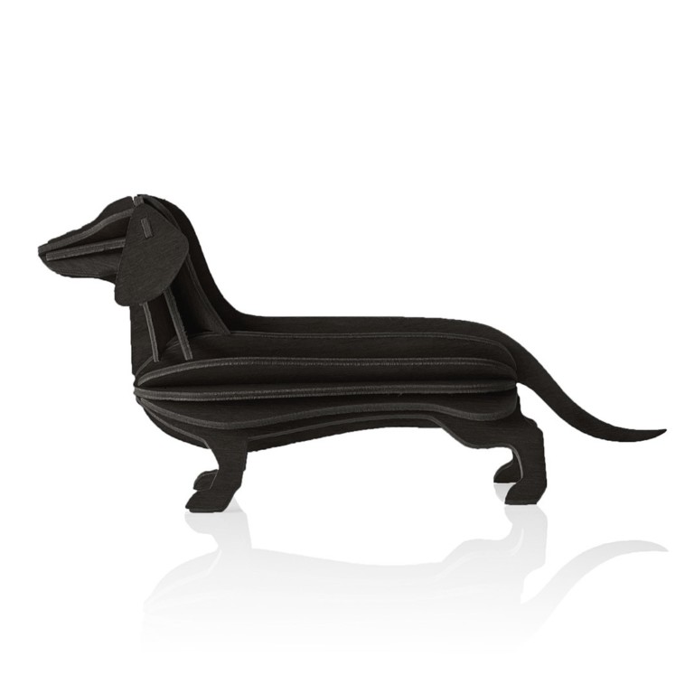 Lovi Dachshund, black, wooden dachshund figure,