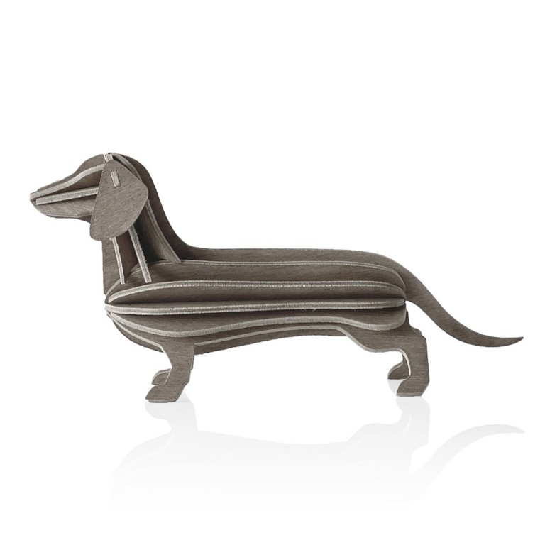 Lovi Dachshund, grey, wooden dachshund figure