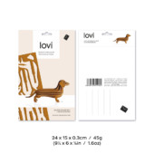 Lovi Dachshund, wooden dachshund figure, package with measures