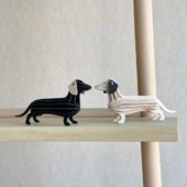 Lovi Dachshunds, wooden dachshund figures, black and natural wood
