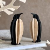 Lovi Penguins, wooden penguin figures, color black and natural wood