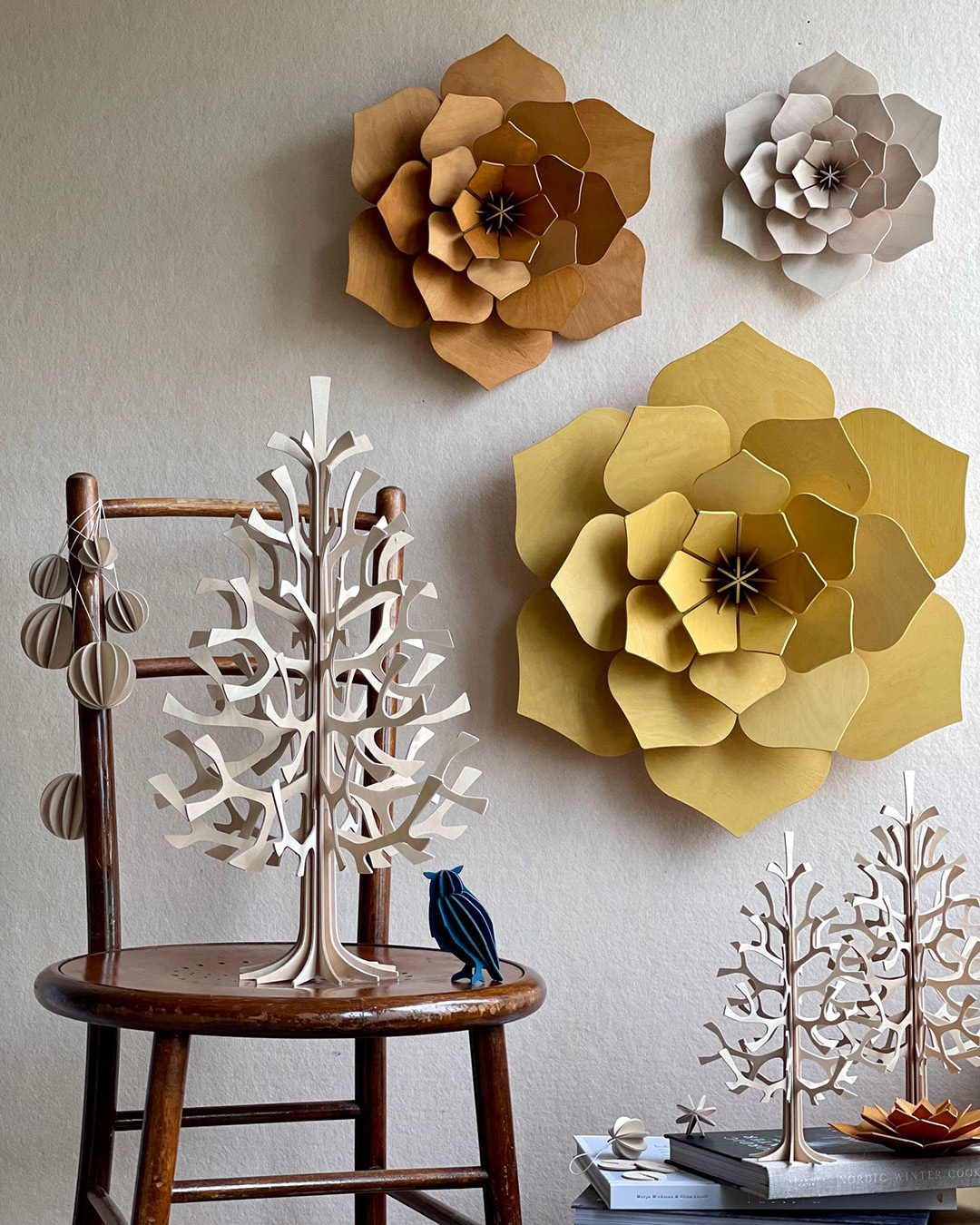 Lovi Decor Flowers, Lovi Spruces and Lovi Baubles, wooden home decorations, assemble yourself.