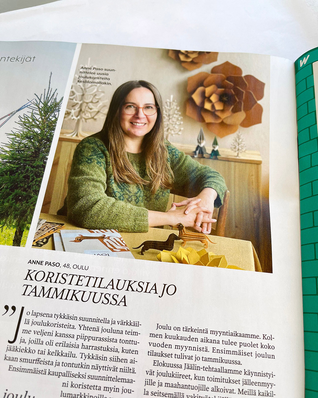 A picture of Maalla magazine where Anne Paso, the designer of Lovi was interviewed.