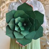 Lovi Decor Flower, wooden wall decoration, size 48cm, color dark green