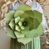 Lovi Decor Flower, wooden wall decoration, size 48cm, color pale green