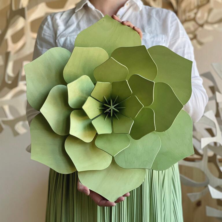 Lovi Decor Flower, wooden wall decoration, size 48cm, color pale green
