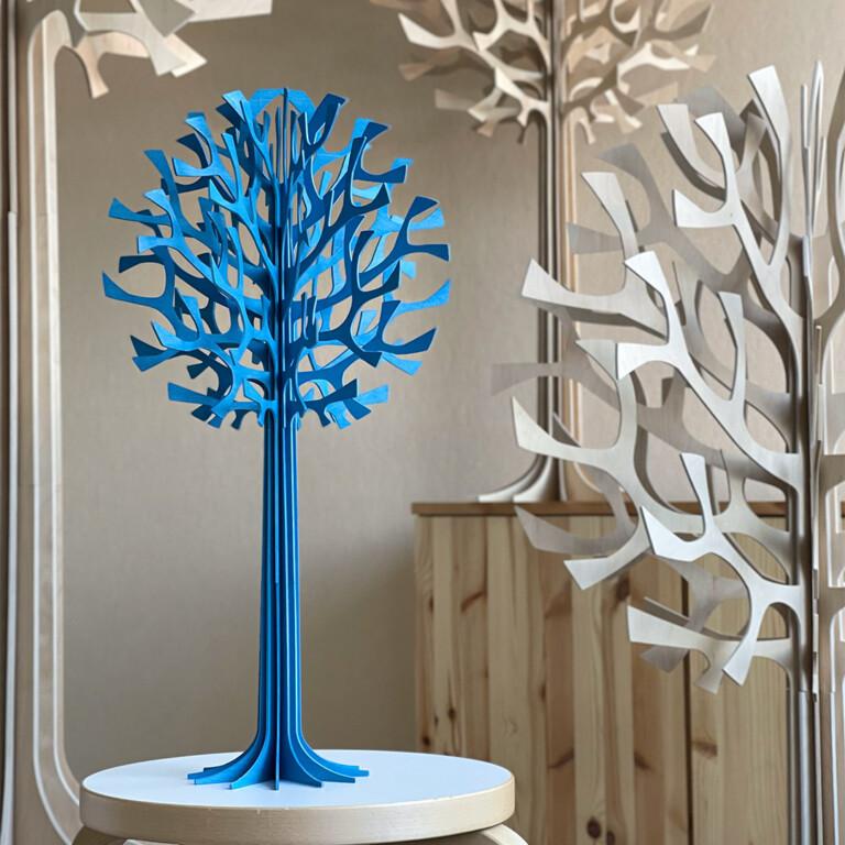 Lovi Tree 55cm, wooden home decoration, color blue, made in Finland