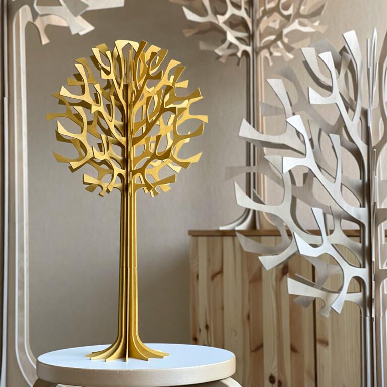 Lovi Tree 55cm, wooden home decoration, color honey yellow, made in Finland