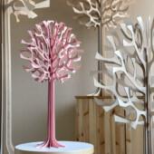 Lovi Tree 55cm, wooden home decoration, color light pink, made in Finland