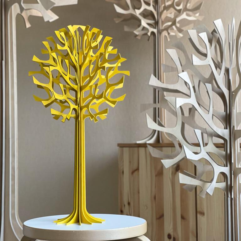 Lovi Tree 55cm, wooden home decoration, color yellow, made in Finland