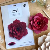 Lovi Decor Flower 15cm, color dark red, wooden decorative flower to mount on the wall or to be used as table decoration