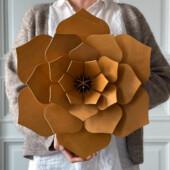 Lovi Decor Flower 48cm cinnamon brown, wooden decorative flower, mount on the wall or place on table