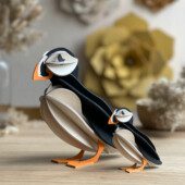 Wooden Lovi Puffins, sizes 20cm and 10cm, color black mix.