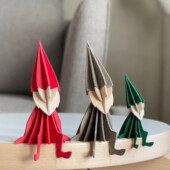 Lovi Elves sitting on a stool, wooden elf figures