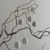 Lovi Eggs 4.5 cm, 6 pcs, wooden Easter eggs hanging on the branch. Natural wood.
