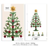 Lovi Christmas Tree Set 55cm, Forest Green Mix, wooden Christmas Tree, baubles and tree top star. Package image.