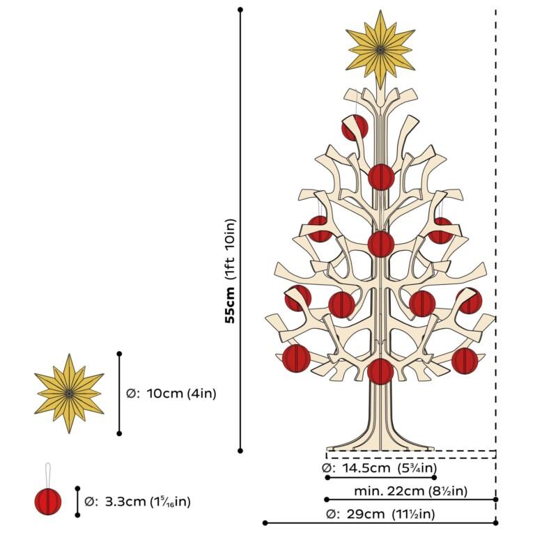The measures of Lovi Christmas Tree Set 55cm