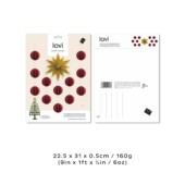 The package of Lovi Christmas Tree Decoration Set 10cm/3.3cm, wooden decorations for tabletop Christmas trees.